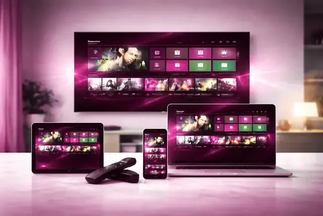 GofluxTV streaming on a smart TV, tablet, laptop and phone at once